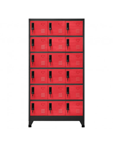 Armadietto con Serratura Antracite e Rosso 90x40x180cm Acciaio