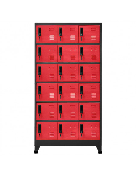 Armadietto con Serratura Antracite e Rosso 90x40x180cm Acciaio