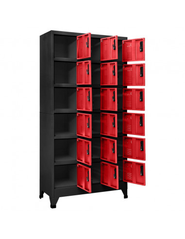 Armadietto con Serratura Antracite e Rosso 90x40x180cm Acciaio