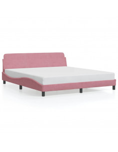 Giroletto con Testiera Rosa 180x200 cm in Velluto 2