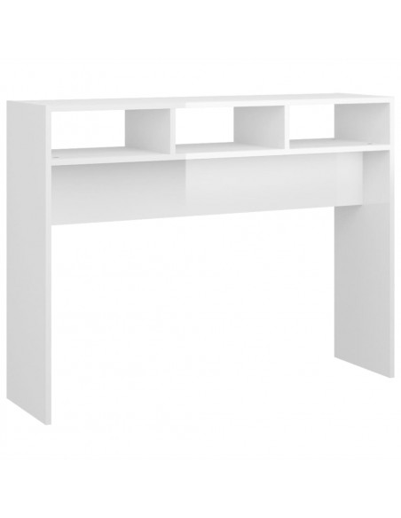 Tavolino Consolle Bianco Lucido 105x30x80 cm Legno Multistrato