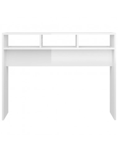 Tavolino Consolle Bianco Lucido 105x30x80 cm Legno Multistrato