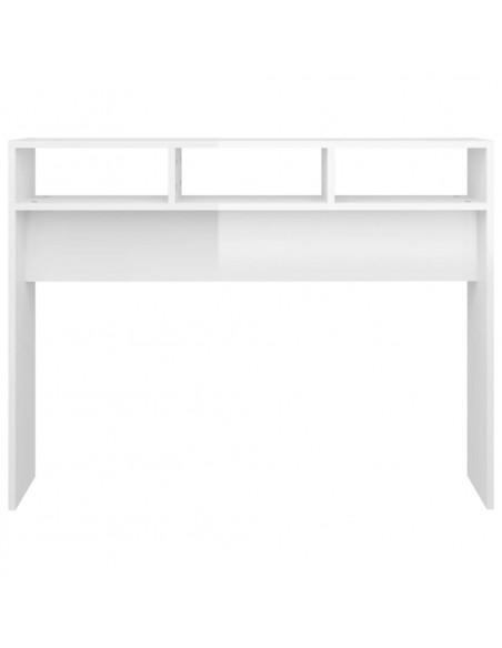Tavolino Consolle Bianco Lucido 105x30x80 cm Legno Multistrato