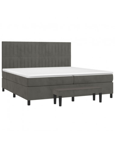 Giroletto a Molle con Materasso Grigio Scuro 200x200 cm Velluto