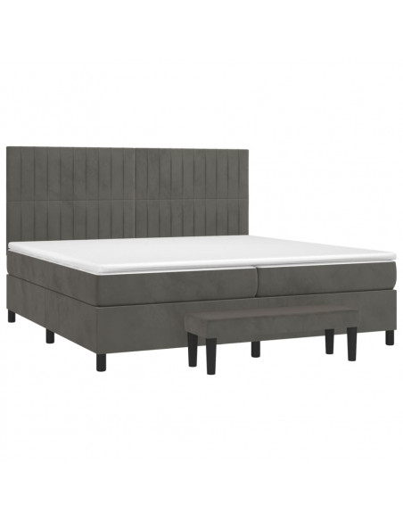 Giroletto a Molle con Materasso Grigio Scuro 200x200 cm Velluto