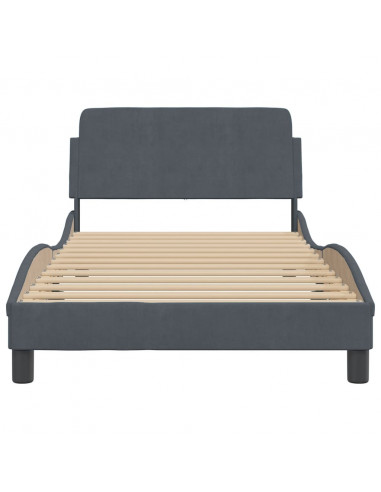 Giroletto con Testiera Grigio Scuro 100x200 cm in Velluto