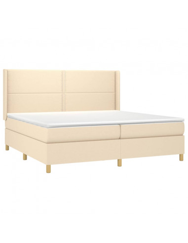 Letto a Molle Materasso e LED bianco 200x200cm in Tessuto