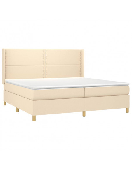 Letto a Molle Materasso e LED bianco 200x200cm in Tessuto