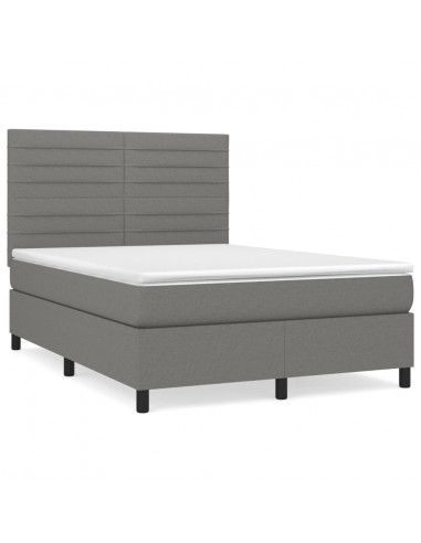 Giroletto a Molle con Materasso Grigio Scuro 140x200cm Tessuto