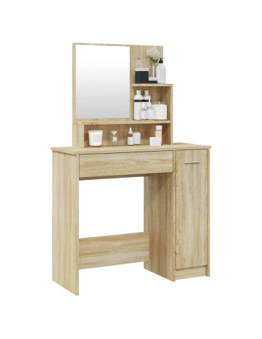 Toeletta con Specchio Rovere Sonoma 86,5x35x136 cm