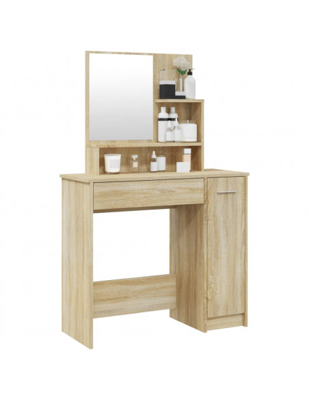 Toeletta con Specchio Rovere Sonoma 86,5x35x136 cm