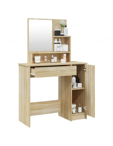 Toeletta con Specchio Rovere Sonoma 86,5x35x136 cm