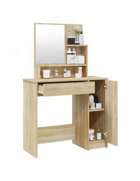Toeletta con Specchio Rovere Sonoma 86,5x35x136 cm