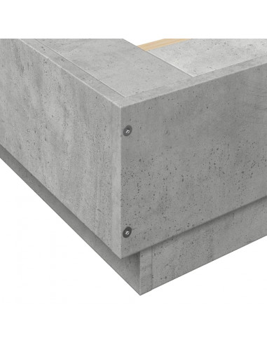 Giroletto Luci LED Grigio Cemento 160x200 cm Legno Multistrato