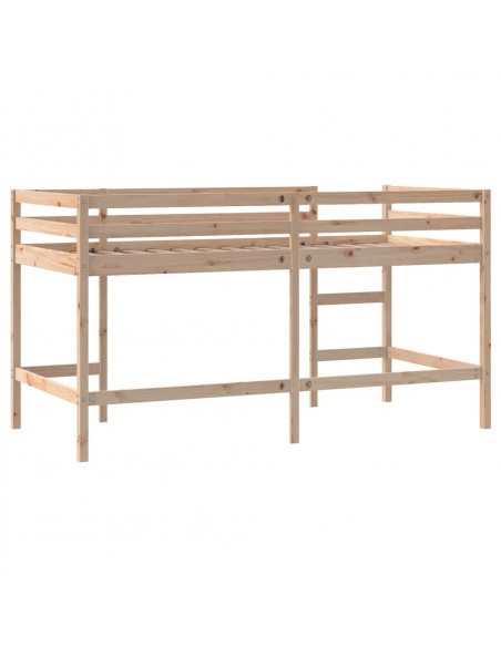 Letto Soppalco con Scala Bambini 90x200 cm Legno Massello Pino