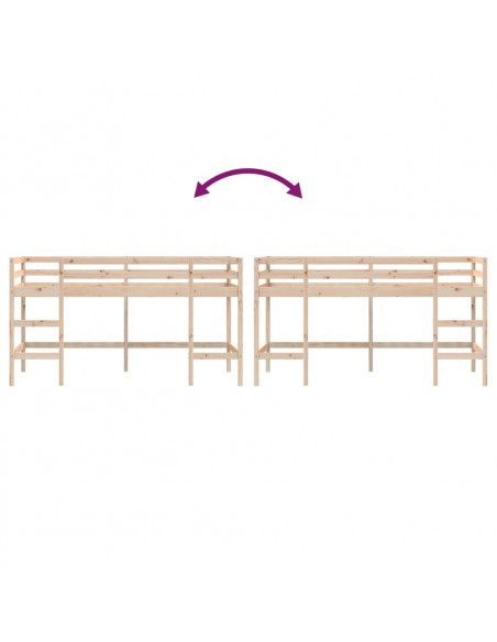 Letto Soppalco con Scala Bambini 90x200 cm Legno Massello Pino