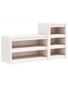 Mobili da Cucina da Esterno 2 pz Bianchi Legno Massello di Pino 2