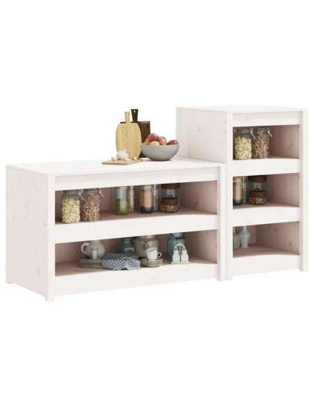 Mobili da Cucina da Esterno 2 pz Bianchi Legno Massello di Pino