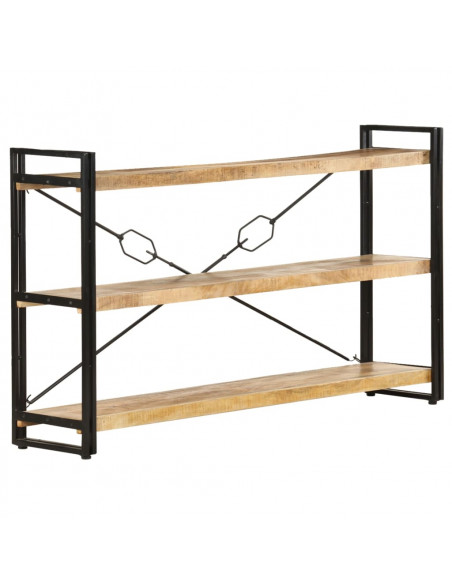 Libreria a 3 Ripiani 140x30x80 cm in Legno Massello di Mango