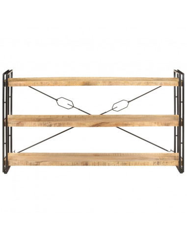 Libreria a 3 Ripiani 140x30x80 cm in Legno Massello di Mango