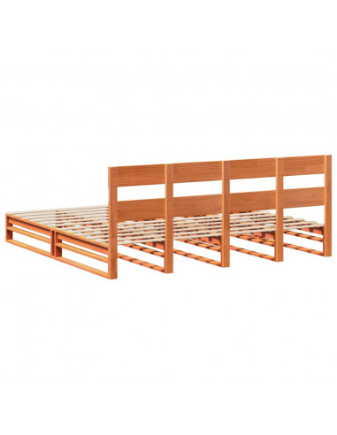 Letto senza Materasso Marrone Cera 200x200 cm in Legno di Pino