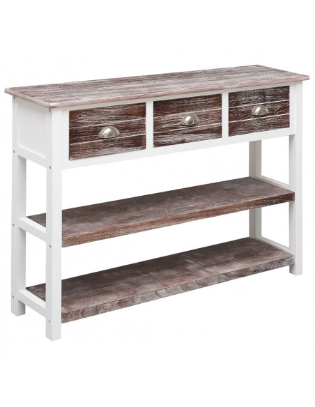 Credenza Marrone Antico 108x30x76cm Legno Massello di Paulownia