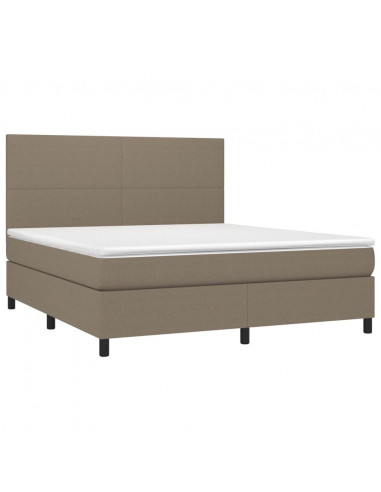 Letto a Molle con Materasso e LED Tortora 180x200 cm in Tessuto