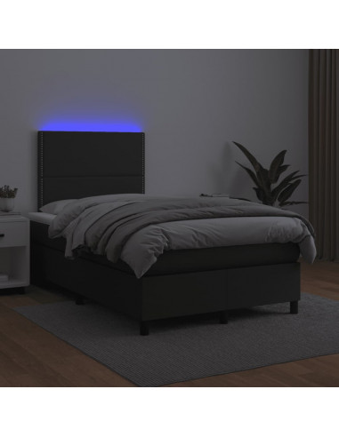 Letto a Molle con Materasso e LED Nero 120x190 cm in Similpelle