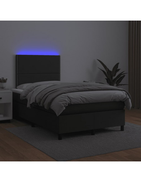 Letto a Molle con Materasso e LED Nero 120x190 cm in Similpelle