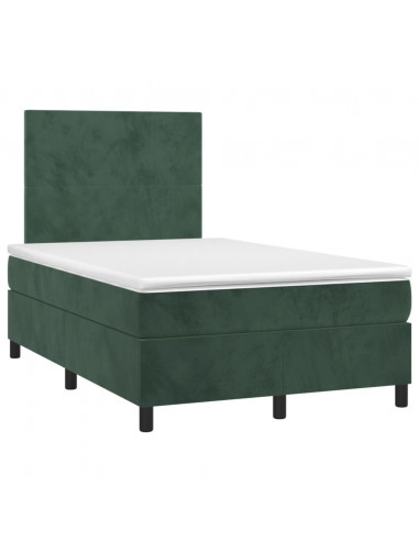 Letto a Molle con Materasso e LED Verde Scuro 120x190cm Velluto