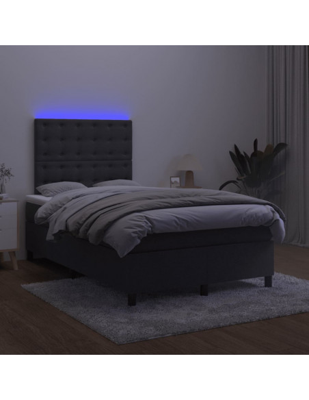 Letto a Molle con Materasso e LED Nero 120x190 cm in Velluto