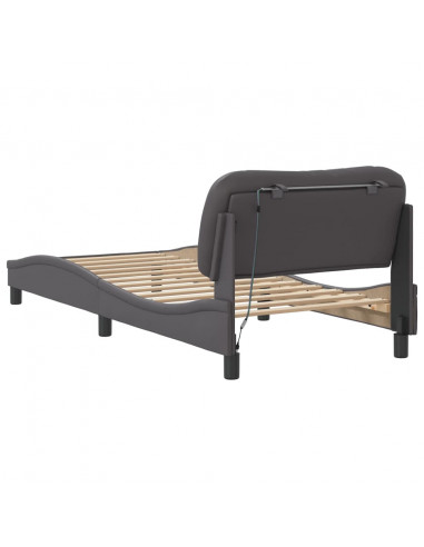 Giroletto con Luci LED Grigio 90x190 cm in Similpelle