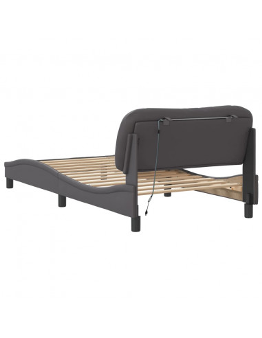 Giroletto con Luci LED Grigio 100x200 cm in Similpelle