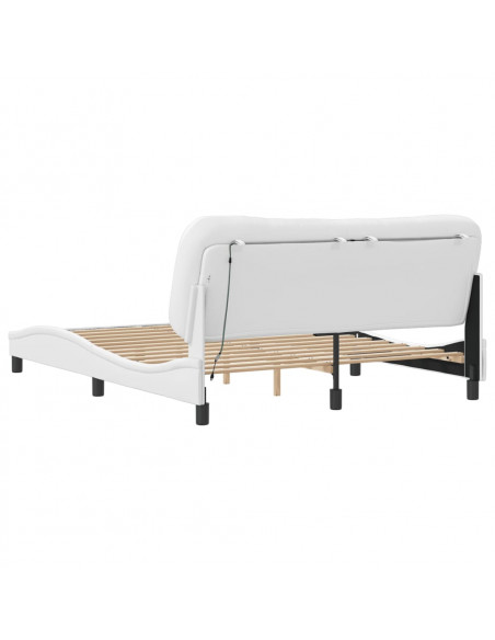 Giroletto con Luci LED Bianco 160x200 cm in Similpelle