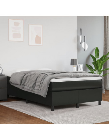 Giroletto a Molle con Materasso Nero 120x190 cm in Similpelle