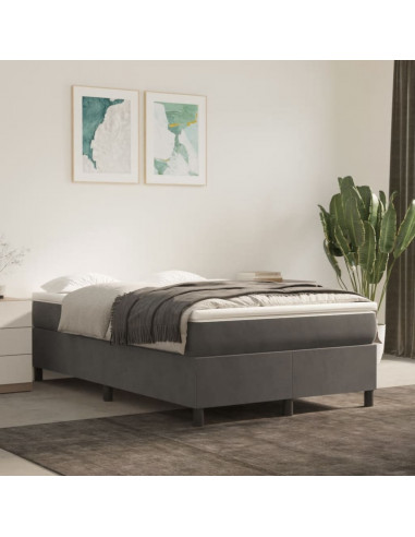 Giroletto a Molle con Materasso Grigio Scuro 120x190 cm Velluto