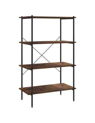 Scaffale con 4 Mensole Nero e Naturale 80x40x130 cm