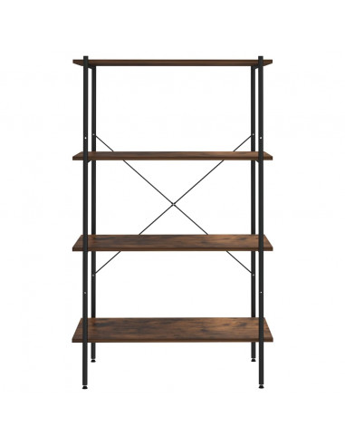 Scaffale con 4 Mensole Nero e Naturale 80x40x130 cm