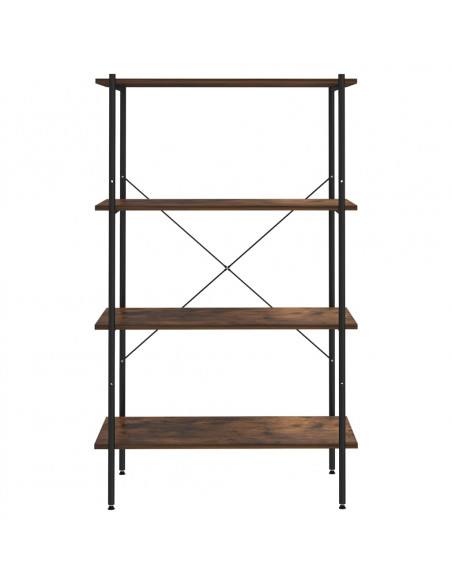 Scaffale con 4 Mensole Nero e Naturale 80x40x130 cm