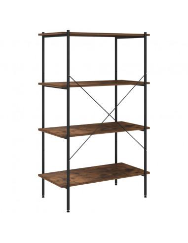 Scaffale con 4 Mensole Nero e Naturale 80x40x130 cm