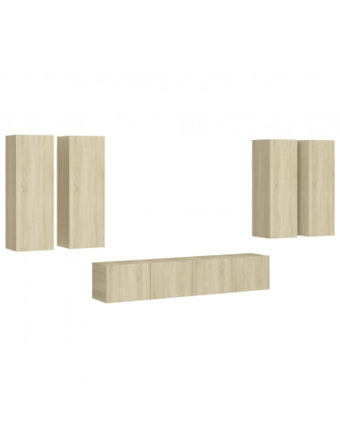 Set di Mobili Porta TV 6 pz Rovere Sonoma in Legno Multistrato
