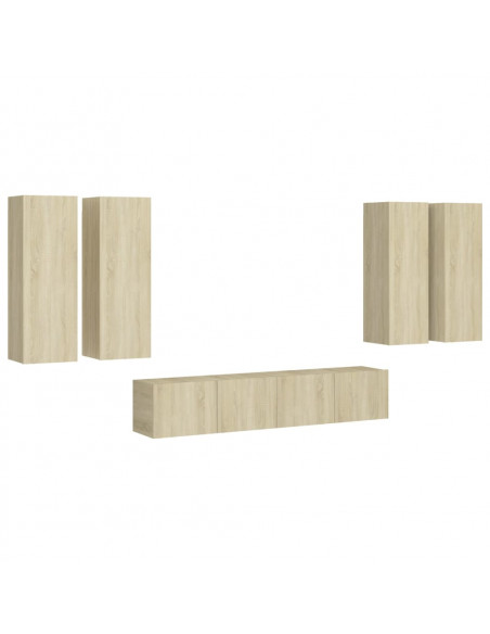 Set di Mobili Porta TV 6 pz Rovere Sonoma in Legno Multistrato