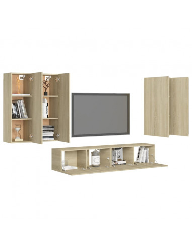 Set di Mobili Porta TV 6 pz Rovere Sonoma in Legno Multistrato