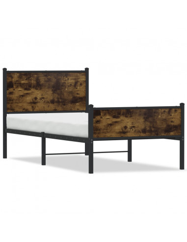 Giroletto con Testiera e Pediera Metallo Rovere Fumo 75x190 cm