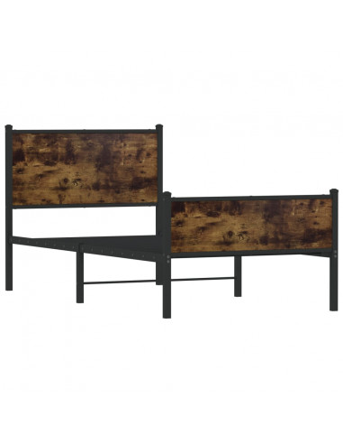 Giroletto con Testiera e Pediera Metallo Rovere Fumo 75x190 cm