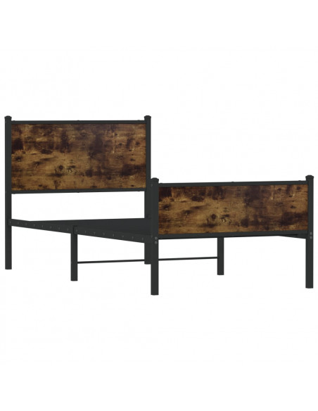 Giroletto con Testiera e Pediera Metallo Rovere Fumo 75x190 cm