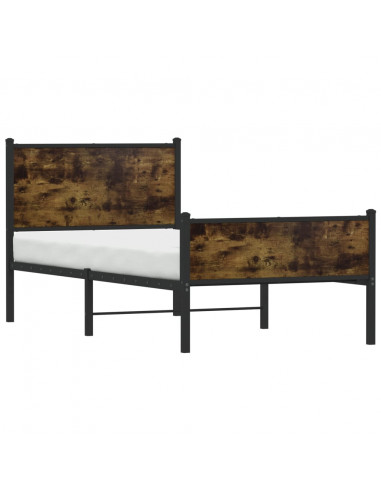 Giroletto con Testiera e Pediera Metallo Rovere Fumo 75x190 cm