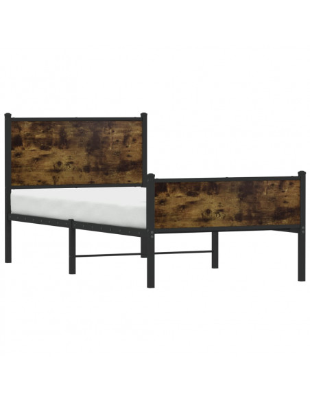 Giroletto con Testiera e Pediera Metallo Rovere Fumo 75x190 cm