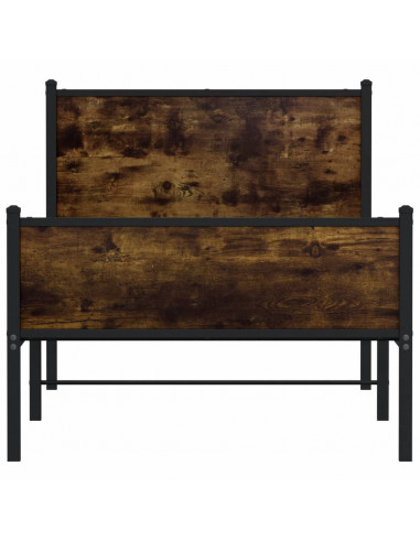 Giroletto con Testiera e Pediera Metallo Rovere Fumo 75x190 cm