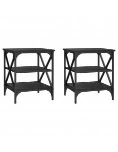 Tavolini 2 pz Neri 40x42x50 cm in Legno Multistrato 2